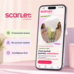 Scarlet Puberty 101 hero image with corrected Scarlet logo no black background